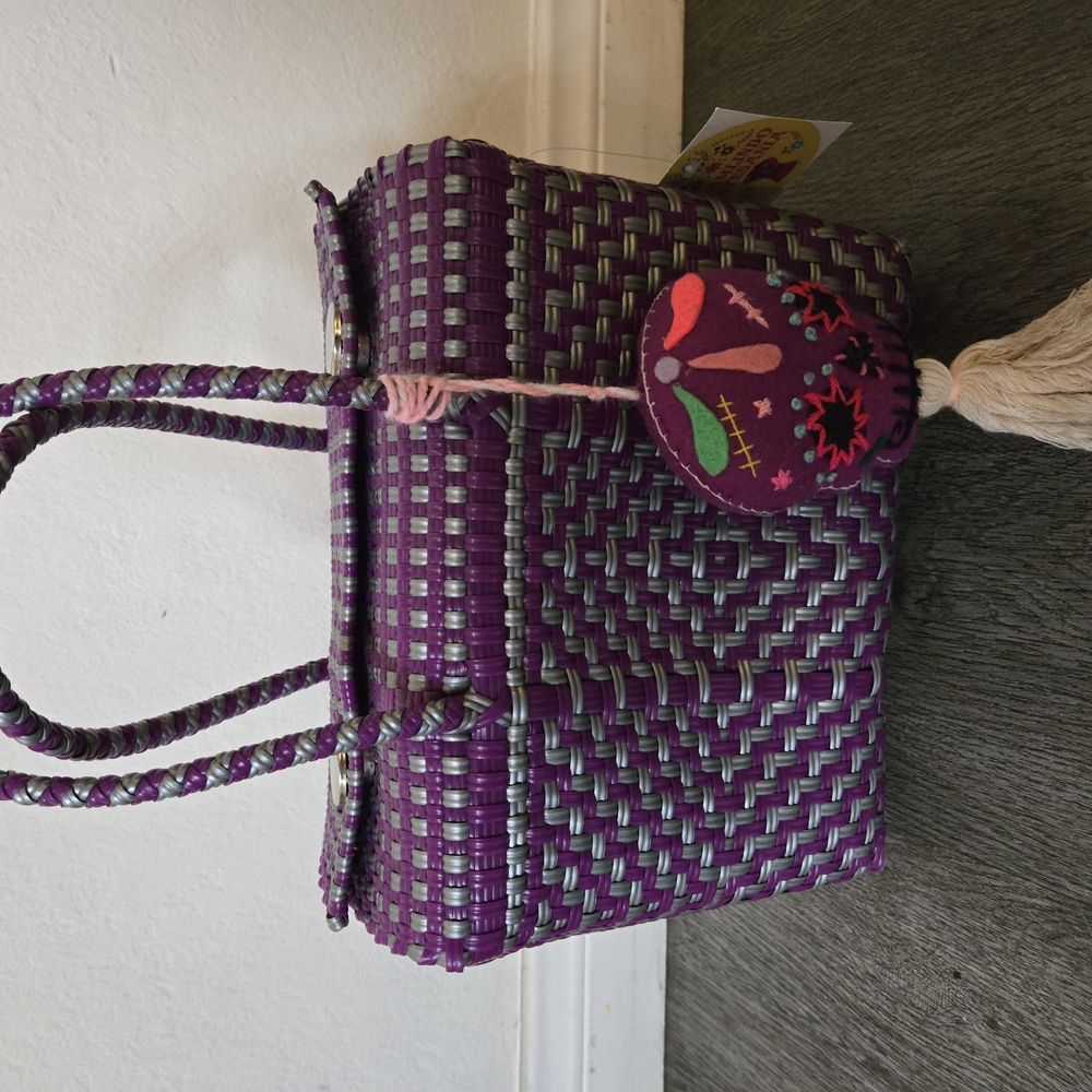 Purple Woven Tote Bag
